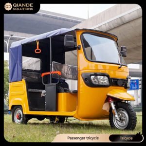 Passenger tricycle, five-seater, gasoline powered.